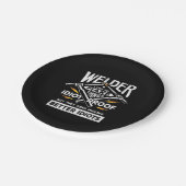 Welder probeert dingen te maken papieren bordje (Gekanteld)