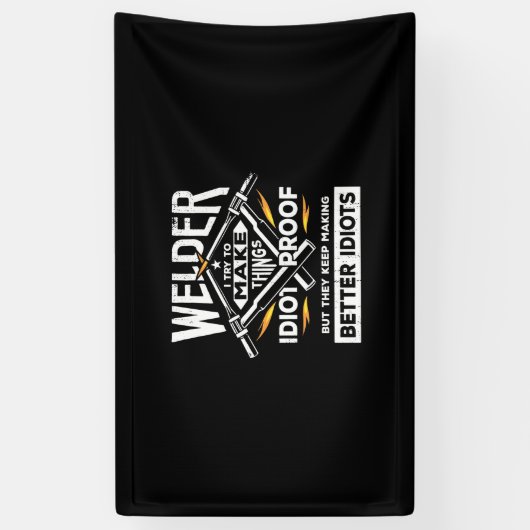 Welder probeert dingen te maken spandoek (Verticaal)