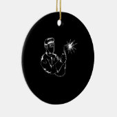 Welder Silhouette Cute Shadow Craftsman Gifts Keramisch Ornament (Rechts)