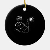 Welder Silhouette Cute Shadow Craftsman Gifts Keramisch Ornament (Voorkant)