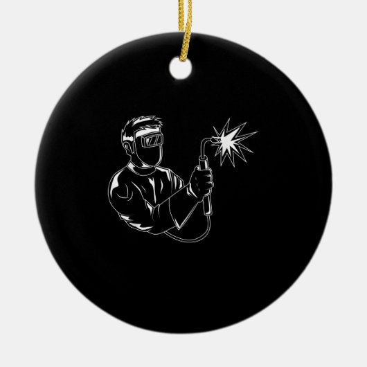 Welder Silhouette Cute Shadow Craftsman Gifts Keramisch Ornament (Voorkant)