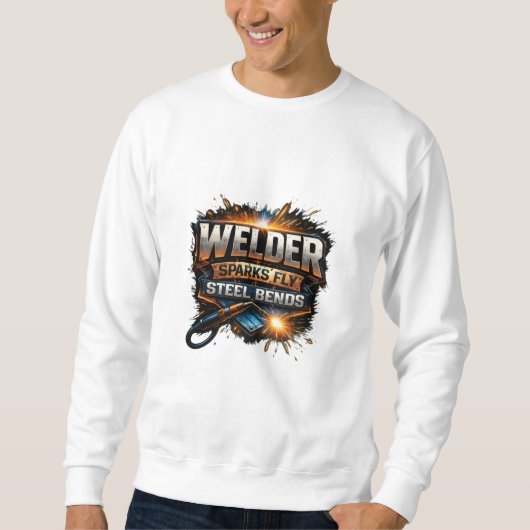 Welder Sparks Fly Steel Bends Industrial Tee Trui (Voorkant)