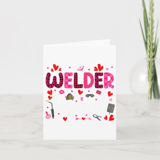 Welder Squad Cute Tools Hearts Costume Valentines Kaart (Voorkant)