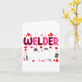 Welder Squad Cute Tools Hearts Costume Valentines Kaart (Gele Bloem)
