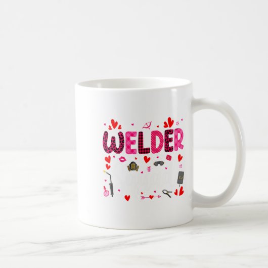 Welder Squad Cute Tools Hearts Costume Valentines  Koffiemok (Rechts)