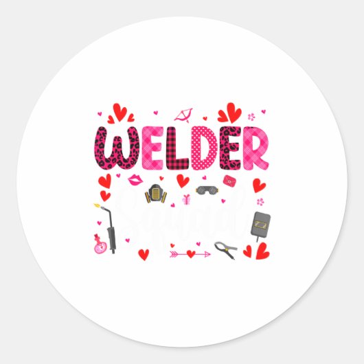 Welder Squad Cute Tools Hearts Costume Valentines  Ronde Sticker (Voorkant)