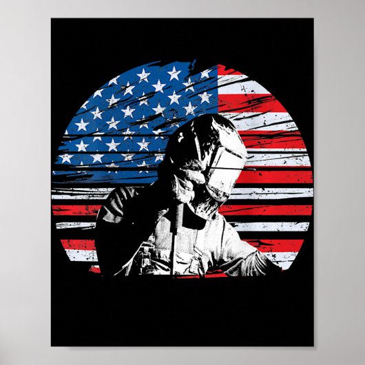 Welder USA American Flag Patriotic Welding Design Poster (Voorkant)