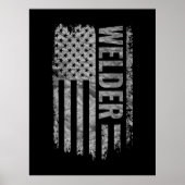 Welder USA Flag Distressed design Poster (Voorkant)