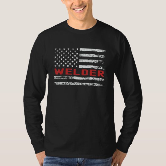 Welder USA Flag Profession Retro Job Title T-shirt (Voorkant)