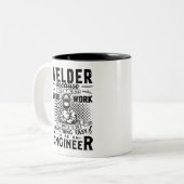Welder, want ik vind hard werken niet erg tweekleurige koffiemok (Voorkant links)