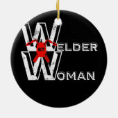 Welder Woman Vrouw Welft Gift Dames Weld Tech Keramisch Ornament (Achterkant)