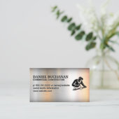 Welder Working on Steel | Metallic Background Visitekaartje (Staand voorkant)