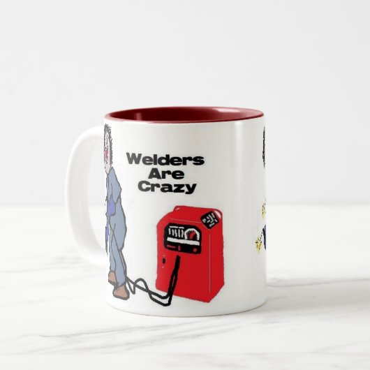 Welders zijn gek tweekleurige koffiemok (Voorkant links)