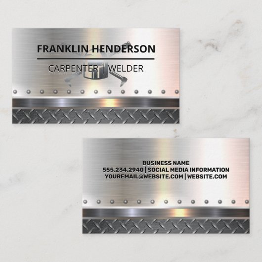 Welding Mask Logo | Metallic | Blue Collar Visitekaartje (Voorkant / Achterkant)