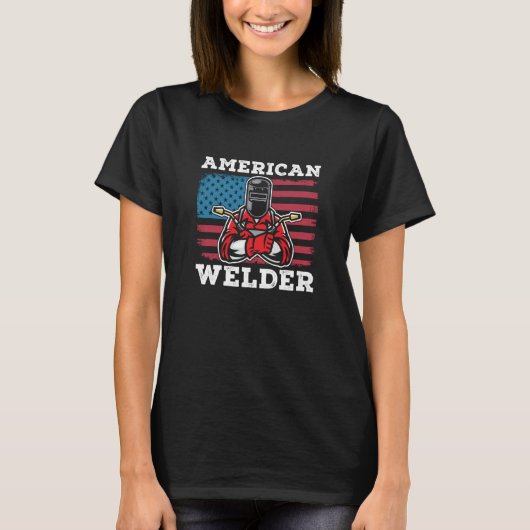 Welding Usa Metal Worker  American Welder Flag T-shirt (Voorkant)