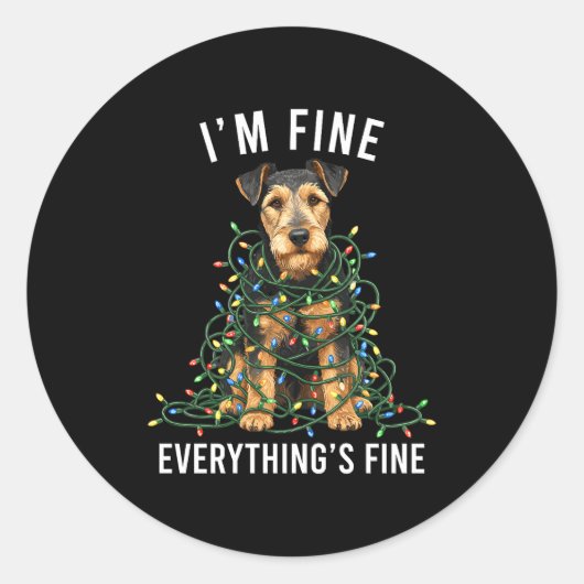 Welerrier Christmas I'm Fine Everything Is Fine Pr Ronde Sticker (Voorkant)