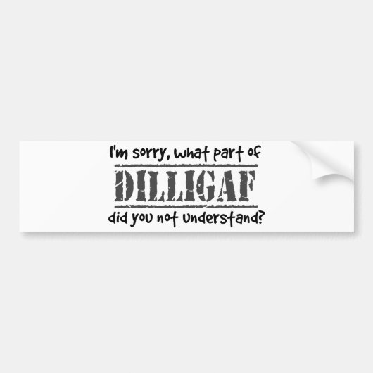 Welk deel van DILLIGAF begreep je niet? Bumpersticker (Voorkant)