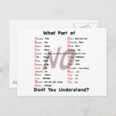 Welk deel van NO Dont u begrijpt Briefkaart (Voorkant / Achterkant)