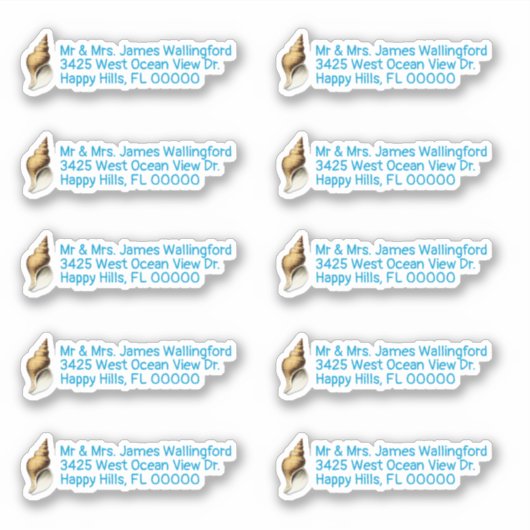 Welk Shell Return Address Stickers (Voorkant)