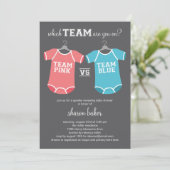 Welk team? Geslacht onthullen Baby shower Kaart (Staand voorkant)