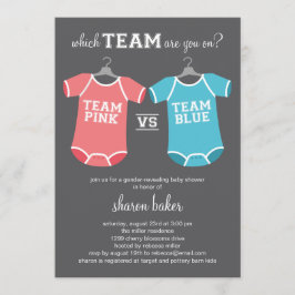 Welk team? Geslacht onthullen Baby shower Kaart