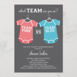 Welk team? Geslacht onthullen Baby shower Kaart