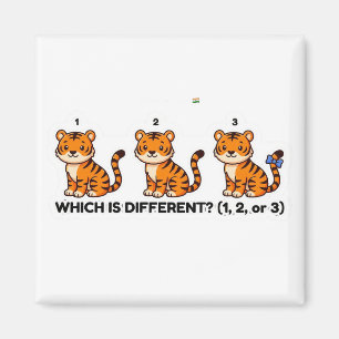 Welke Is Anders? Schattige Tijger Dierenwereld Spe Magneet