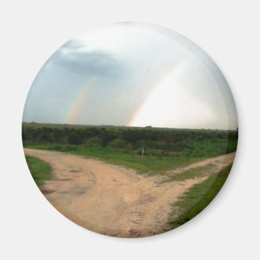 "Welke kant nu op?" Dubbele regenboog op kruispunt Magneet (Voorkant)
