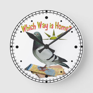 Welke manier is Thuis? Pigeon Art Ronde Klok
