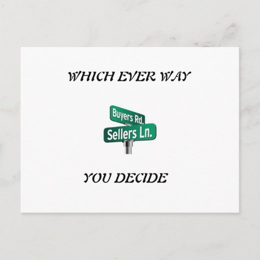 Welke manier je altijd kiest voor verkoop of aanko briefkaart (Voorkant)