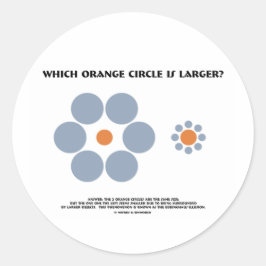 Welke Oranje cirkel is groter? (Optische verlichti Ronde Sticker