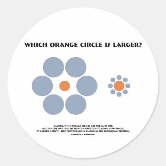 Welke Oranje cirkel is groter? (Optische verlichti Ronde Sticker (Voorkant)