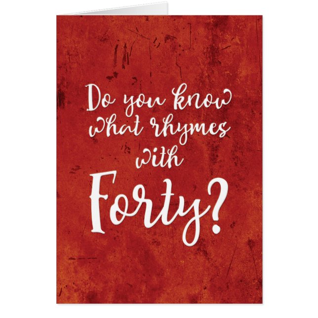 "Welke ritmes met veertig?" Birthday-kaart (Voorkant)