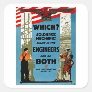 Welke? Soldaat of mechanisch Vierkante Sticker