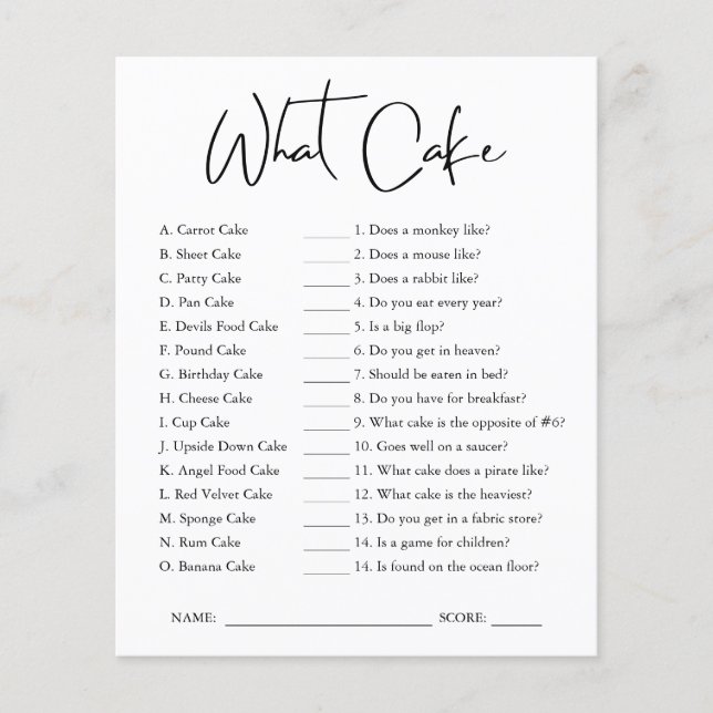 Welke Taart | Bruids douche Spel (Voorkant)