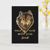 "Welke wolf zal je voeden" Inspirerend Wolf Art Kaart (Gele Bloem)