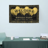 Welkom 100th Birthday Number Pattern | Zwart/goud Spandoek (Beurs)