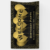 Welkom 100th Birthday Number Pattern | Zwart/goud Spandoek (Verticaal)