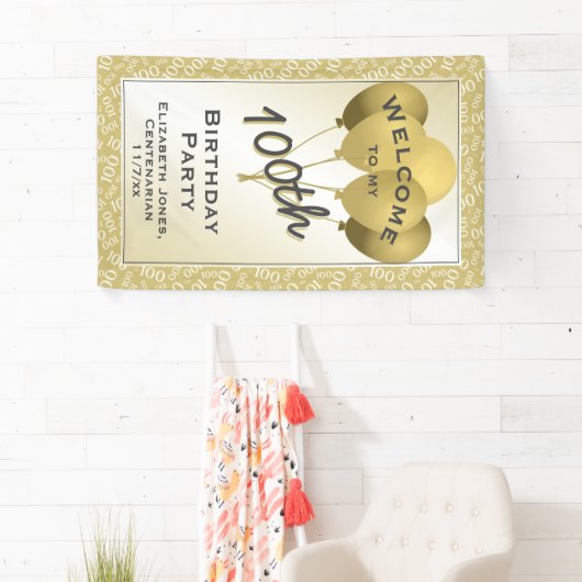 Welkom 100th Cool Number Pattern - Gold/White Spandoek (Insitu)