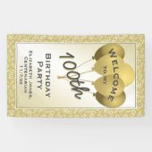 Welkom 100th Cool Number Pattern - Gold/White Spandoek (Horizontaal)