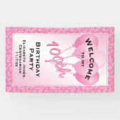 Welkom 100th Cool Number Pattern - Roze/White Spandoek (Horizontaal)