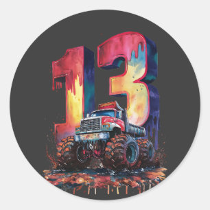 Welkom 13-jarige Monstrous Truck Legend Begint. Ronde Sticker