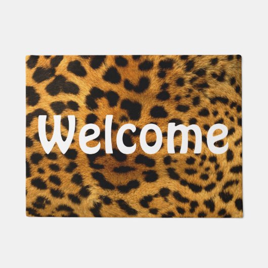 Welkom, 18 x 24-inch deurplaat/Cheetah-printer Deurmat (Voorkant)