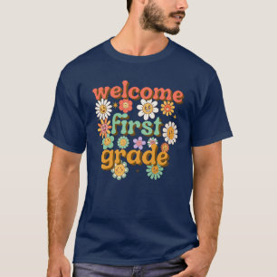 WELKOM 1E KLAS TERUG NAAR SCHOOL EERSTE DAG SCHOOL T-SHIRT
