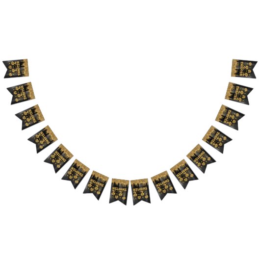 WELKOM 2023 BLACK & GOLD GLITTER DRIP CUSTOM VLAGGETJES (Alle)