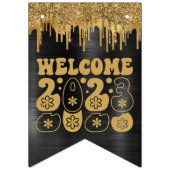 WELKOM 2023 BLACK & GOLD GLITTER DRIP CUSTOM VLAGGETJES (Derde vlag)