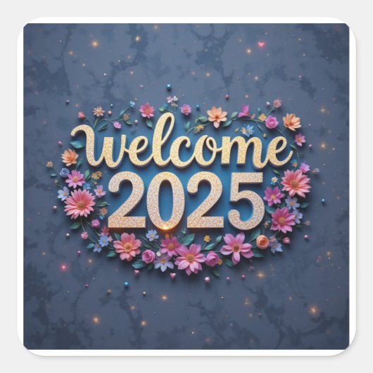 Welkom 2025 vierkante sticker (Voorkant)