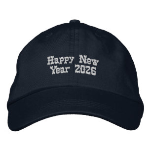 Welkom 2026 Nieuwjaarsviering Party-Hat Navy  Geborduurde Pet