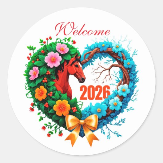 Welkom 2026 ronde sticker (Voorkant)
