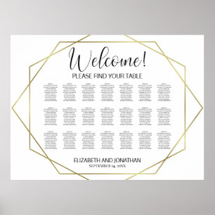 Welkom! 21 Tafel Gouden Geometrische Zitplaatskaar Poster